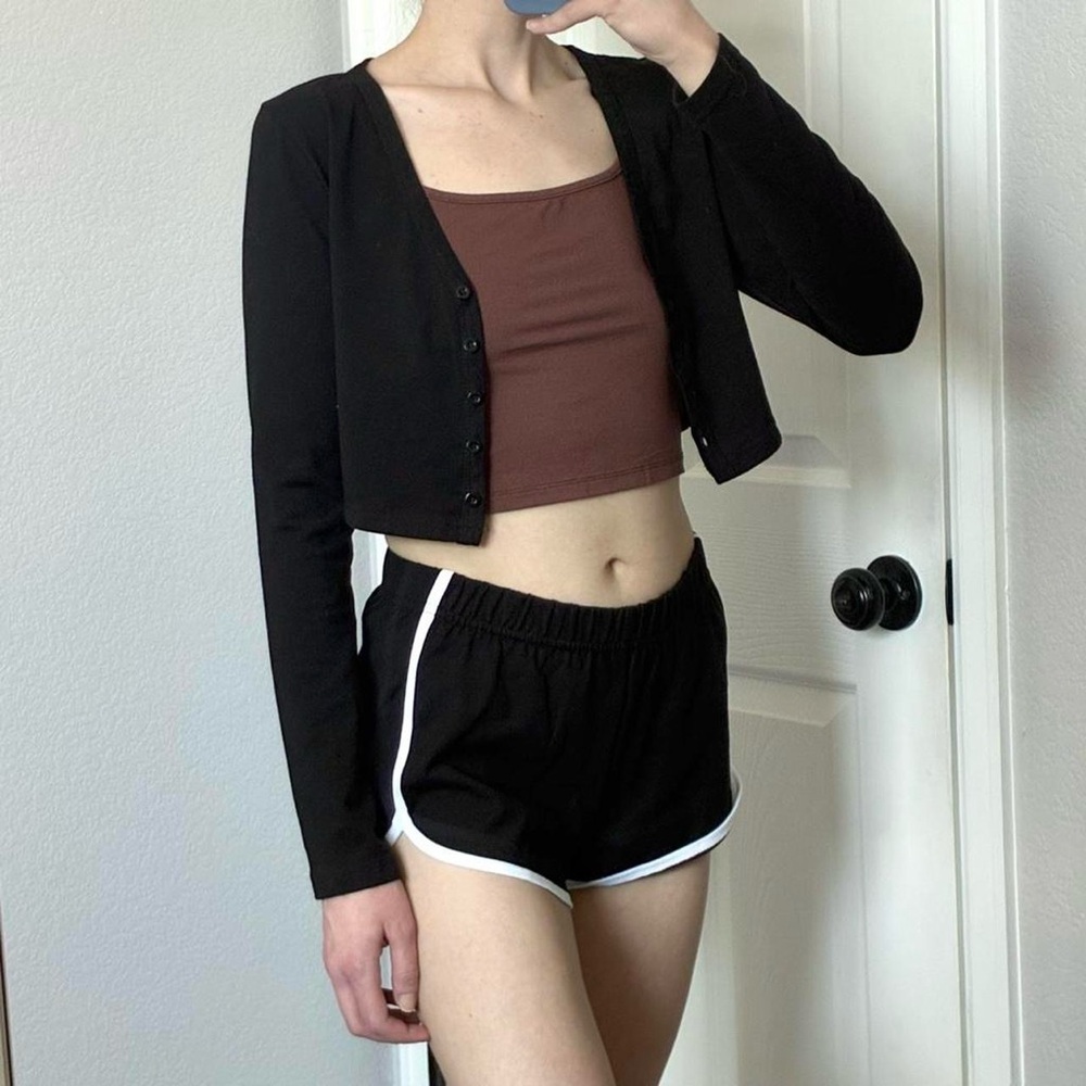 Black crop cardigan